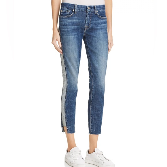 7 For All Mankind Ankle Skinny Jeans Reverse Step Side Panel Mojave Dusk Size 27 - Picture 13 of 13